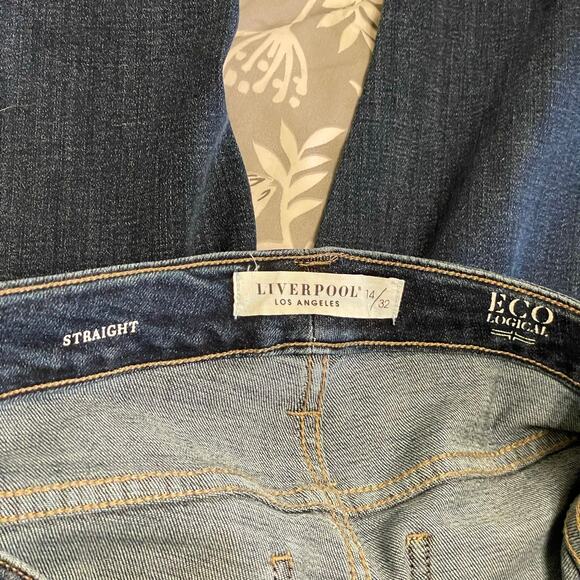 Liverpool Los Angeles US 14/32 dark wash Straight raw hemline ECO Logical blue - Picture 4 of 8